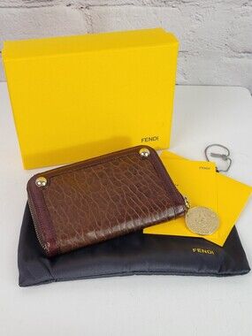 FENDI Zip Around Leather Wallet